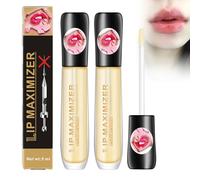 2Pc Lip Maximizer Balm Plumper,Vitamin E Lip Plumping Serum,Lip Maximizer Hyaluronic Lip Plumper,Lip Volumen Extremo,Hidrata,Elimina La Sequedad Arrugas Mejora El Brillo Voluminoso
