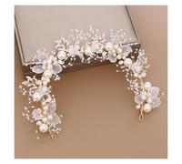 2pc Pearl Butterfly Bridal Wreath Crystal Headband Tiara For Women Flower Rhinestone Party Hairbands Princess(Color3)