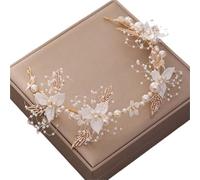 2pc Pearl Butterfly Bridal Wreath Crystal Headband Tiara For Women Flower Rhinestone Party Hairbands Princess(Color-01)