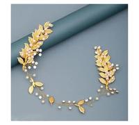 2pc Pearl Rhinestone Flower Headband Wedding Hair Accessories For Women Bridal Jewelry Light Gold(Color3)