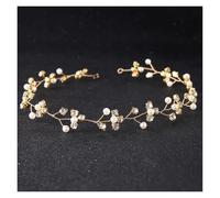 2pc Pearl Rhinestone Flower Headband Wedding Hair Accessories For Women Bridal Jewelry Light Gold(Color20)