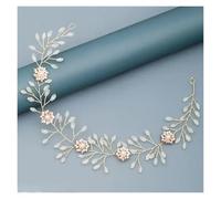 2pc Pearl Rhinestone Flower Headband Wedding Hair Accessories For Women Bridal Jewelry Light Gold(WHITE)