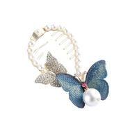 2pc Pearl Rhinestone Hair Claw Clips Bow Flower Tassel Horsetail Buckle Bun Ponytail Holder Clip Women Female Accessories(A)