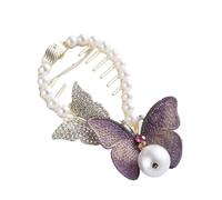 2pc Pearl Rhinestone Hair Claw Clips Bow Flower Tassel Horsetail Buckle Bun Ponytail Holder Clip Women Female Accessories(Color-08)