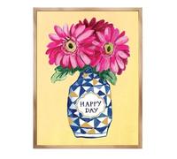 2pc Pink Flower Market Vase Floral Plant Cute Poster Sticker Print Waterproof Wall Art For Living Room Bedroom Home Decor(Color 07,50x70cm No Frame)