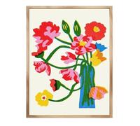 2pc Pink Flower Market Vase Floral Plant Cute Poster Sticker Print Waterproof Wall Art For Living Room Bedroom Home Decor(Color 02,10x15cm No Frame)