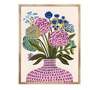 2pc Pink Flower Market Vase Floral Plant Cute Poster Sticker Print Waterproof Wall Art For Living Room Bedroom Home Decor(Color 05,42x30cm No Frame)