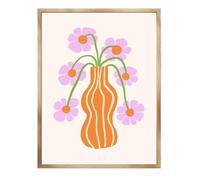 2pc Pink Flower Market Vase Floral Plant Cute Poster Sticker Print Waterproof Wall Art For Living Room Bedroom Home Decor(Color 04,50x70cm No Frame)