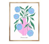 2pc Pink Flower Market Vase Floral Plant Cute Poster Sticker Print Waterproof Wall Art For Living Room Bedroom Home Decor(Color 06,50x70cm No Frame)