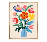 2pc Pink Flower Market Vase Floral Plant Cute Poster Sticker Print Waterproof Wall Art For Living Room Bedroom Home Decor(Color 01,40x60cm No Frame)