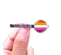 2pc Pride Cufflinks Creative Rainbow Flag Glass Gem Charm Shirt Decoration Cuff Buttons(1 Pcs Tie clip F)