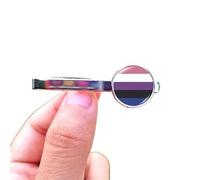 2pc Pride Cufflinks Creative Rainbow Flag Glass Gem Charm Shirt Decoration Cuff Buttons(1 Pcs Tie clip D)