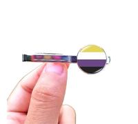 2pc Pride Cufflinks Creative Rainbow Flag Glass Gem Charm Shirt Decoration Cuff Buttons(1 Pcs Tie clip H)