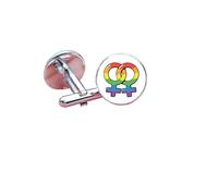 2pc Pride Cufflinks Creative Rainbow Flag Glass Gem Charm Shirt Decoration Cuff Buttons(Cufflinks C)