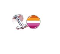 2pc Pride Cufflinks Creative Rainbow Flag Glass Gem Charm Shirt Decoration Cuff Buttons(Cufflinks D)