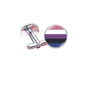 2pc Pride Cufflinks Creative Rainbow Flag Glass Gem Charm Shirt Decoration Cuff Buttons(Cufflinks F)