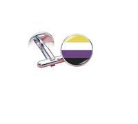 2pc Pride Cufflinks Creative Rainbow Flag Glass Gem Charm Shirt Decoration Cuff Buttons(Cufflinks H)