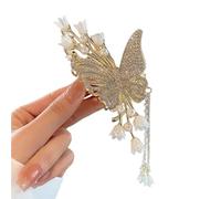 2pc Rhinestone Pearl Tassel Hair Claw For Women Elegant Ponytail Clip Fashion Accessories Shark(A6)