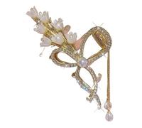 2pc Rhinestone Pearl Tassel Hair Claw For Women Elegant Ponytail Clip Fashion Accessories Shark(A7)