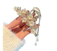 2pc Rhinestone Pearl Tassel Hair Claw For Women Elegant Ponytail Clip Fashion Accessories Shark(A8)