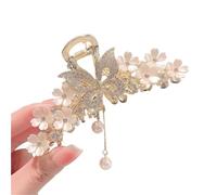 2pc Rhinestone Pearl Tassel Hair Claw For Women Elegant Ponytail Clip Fashion Accessories Shark(Color9)