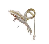 2pc Rhinestone Pearl Tassel Hair Claw For Women Elegant Ponytail Clip Fashion Accessories Shark(Color2)