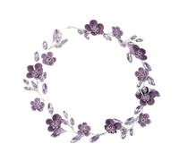 2pc Rhinestone Purple Flower Bridal Headband Handmade Women Wedding Hair Accessories Jewelry Party Prom Headpiece Tiara