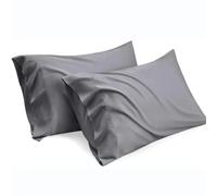 2pc Satin Pillowcase - Silky Pillow Cases For Hair and Skin with Envelope Closure(Dark Grey,20x26 IN)