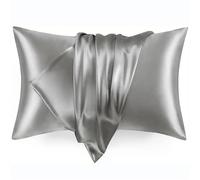 2pc Satin Pillowcase - Silky Pillow Cases For Hair and Skin with Envelope Closure(Light Grey,20x36 IN)