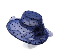 2PC señoras elegante flor sombreros for misa verano gran ala ancha Fedora sombrero for mujer Organza playa sol(A)