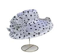 2PC señoras elegante flor sombreros for misa verano gran ala ancha Fedora sombrero for mujer Organza playa sol(White)