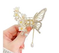 2pc Shark Crab Clips Hairpin Hair Accessories Women Crystal Simple Clip Butterfly Pearl Tassel(Color9)