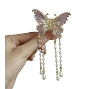 2pc Super Fairy Painting Oil Butterfly Pearl Tassel Hair Grab Women Korean Version Internet Famous Crystal Clip Accessories