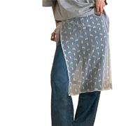 2pc The Lace Dress with A Curtain Cover Creates A Layered Look When Paired with An Apron, A Half Skirt, and A Sheer Floral Pattern(Beige)