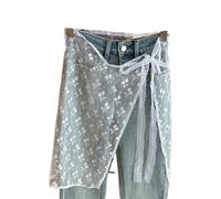 2pc The Lace Dress with A Curtain Cover Creates A Layered Look When Paired with An Apron, A Half Skirt, and A Sheer Floral Pattern(Multi)