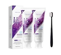 2PC V34 Teeth Whitening Colour Corrector, Teeth Whitening Foam Toothpaste, Limpia Profundamente los Dientes, Elimina las Manchas, Previene las Caries, Blanquea los Dientes, Incluye Cepillo de Dientes