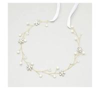 2pc Vintage Bride Handmade Gold Pearl Headband Flower Headpiece Bridal Tiara Wedding Hair Accessories Women Jewelry(Color10)