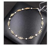 2pc Vintage Bride Handmade Gold Pearl Headband Flower Headpiece Bridal Tiara Wedding Hair Accessories Women Jewelry(Color13)
