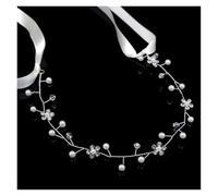 2pc Vintage Bride Handmade Gold Pearl Headband Flower Headpiece Bridal Tiara Wedding Hair Accessories Women Jewelry(Color9)