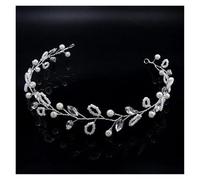 2pc Vintage Bride Handmade Gold Pearl Headband Flower Headpiece Bridal Tiara Wedding Hair Accessories Women Jewelry(Color 03)