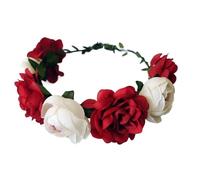 2pc Women Flower Crown Adjustable Bride Wedding Floral Headband Handmade Hair Band For Festival Party(Ivory)