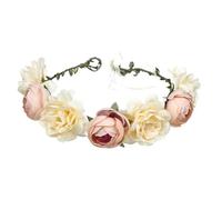 2pc Women Flower Crown Adjustable Bride Wedding Floral Headband Handmade Hair Band For Festival Party(Color 5)