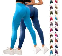 2Pc Yoga Leggings Mujer Cintura Alta Algodón Deportes Leggings Mujer Largo Push Up Leggin Stretch Yoga Pantalones ajustados Pantalones de Correr Booty Scrunch Joggers Pantalones de Deporte Pantalones