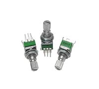 2PCS 09 type Potentiometer single connected vertical 3-pin B10K 20K 50K 100KAxial length 15 mm Flower haft MQXFCZUX(10K Ohm)