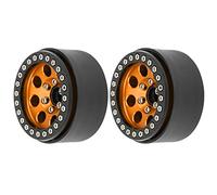 2Pcs 1.9in RC Car Aluminium Alloy Wheel Hubs, 8 Round Hole, Strength and Durability, Replacement for Damaged Hubs, Compatible with Brands (Black Gold)