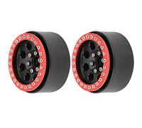 2Pcs 1.9in RC Car Aluminium Alloy Wheel Hubs, 8 Round Hole, Strength and Durability, Replacement for Damaged Hubs, Compatible with Brands (Red Black)