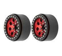 2Pcs 1.9in RC Car Aluminium Alloy Wheel Hubs, 8 Round Hole, Strength and Durability, Replacement for Damaged Hubs, Compatible with Brands (Black Red)