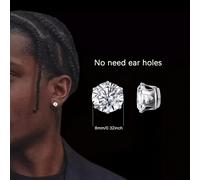 2pcs/1 Par de Pendientes Magnéticos Fáciles de Usar 6mm, 7mm, 8mm Aros Redondos de Circonita Sintética Sin Perforación Clip-Ons Joyería Unisex Accesorios para Boda