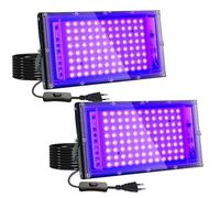 2Pcs 100W luz negra ultravioleta, Foco UV Ultravioleta IP65 Impermeable Luz UV, Fluorescente Lámpara de Escenario Blacklights para Halloween Bar Club DJ Discoteca Fiesta Pinta Corporal Gimnasio