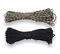 2pcs 102ft Cuerda Paracord 4mm 7 Hebras,Cuerda para Toldo Exterior,Corda,Cuerdas,Cuerda Tendedero Exterior,Cordón Trenzado,para Camping,Tiendas,Cada Uno-Negro+Verde Oliva,62m